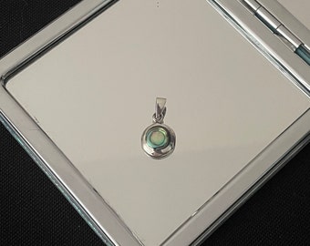 Gorgeous Delicate Round Circle Natural Green Paua Shell/Abalone And 925 Sterling Silver Drop Pendant Necklace Gift