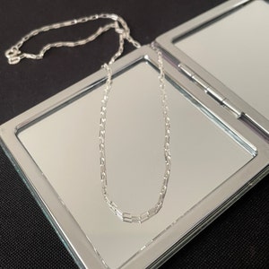 Beautiful 925 Sterling Silver Square Link Chain Necklace With Lobster Claw Clasp Gift