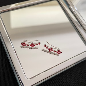 Beautiful 925 Sterling Silver And Sparkly Red Cubic Zirconia Crystal Ear Climbers Earrings Gift