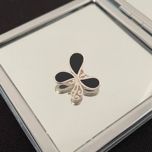 Stunning Large Natural Black Onyx And 925 Sterling Silver Animal Butterfly Drop Pendant Necklace Gift