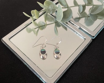 Beautiful Natural Green Paua Shell/Abalone And 925 Sterling Silver Oval Drop Dangle Earrings Gift