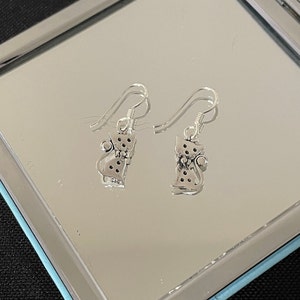 Gorgeous Delicate 925 Sterling Silver Animal Cat Design Drop Dangle Earrings Gift