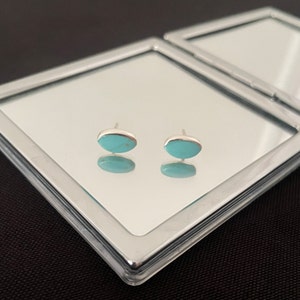 Gorgeous Natural Blue Turquoise And 925 Sterling Silver Oval Stud Earrings Gift