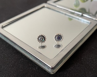Beautiful Delicate Natural Green Paua Shell/Abalone And 925 Sterling Silver Round Circle Stud Earrings Gift