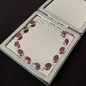 Stunning 12 Stone Natural Faceted Oval Shaped Red Ruby And 925 Sterling Silver Link Bracelet Bangle Gift With Lobster Claw Clasp