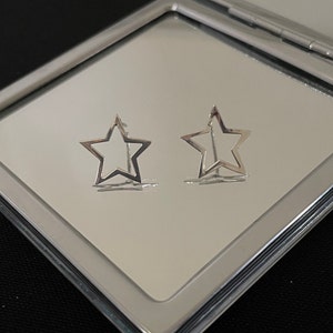 Hermosos aretes grandes en forma de estrella de plata de ley 925 para regalo.