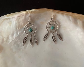 Orecchino acchiappasogni in argento sterling, turchese e acciaio - Italia
