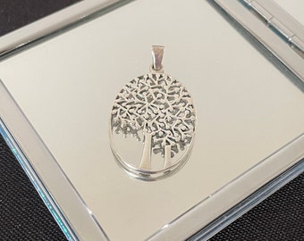 Schönes Kompliziertes 925 Sterling Silber Baum Des Lebens Tropfen Anhänger Halskette Geschenk