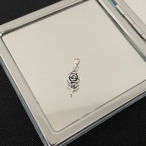 Wunderschöne zarte detaillierte 925 Sterling Silber Rose Blume Floral Tropfen Anhänger Halskette Geschenk
