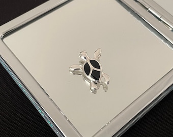 Gorgeous Natural Black Onyx And 925 Sterling Silver Animal Turtle Drop Pendant Necklace Gift