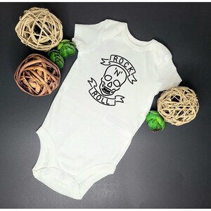 Rock and roll baby bodysuit, rocker baby, baby rock star, infant baby bodysuit, baby clothing, baby shower gift, goth baby, baby outfit