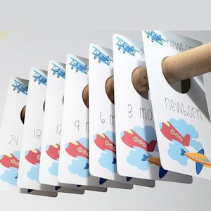 airplane baby clothes dividers, wardrobe sizing, baby shower gift, clothing sizers, plane decor, nursery organization, boy or girl gift