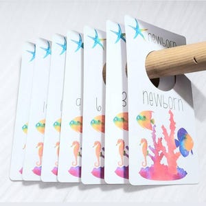 Watercolor fish baby clothes dividers, wardrobe sizing, baby shower gift, baby clothing sizers, under the sea nursery, nursery organization