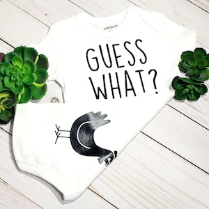 Guess what chicken butt baby bodysuit, funny baby gift, gender neutral, infant bodysuit, baby clothing, baby shower gift, unisex baby outfit