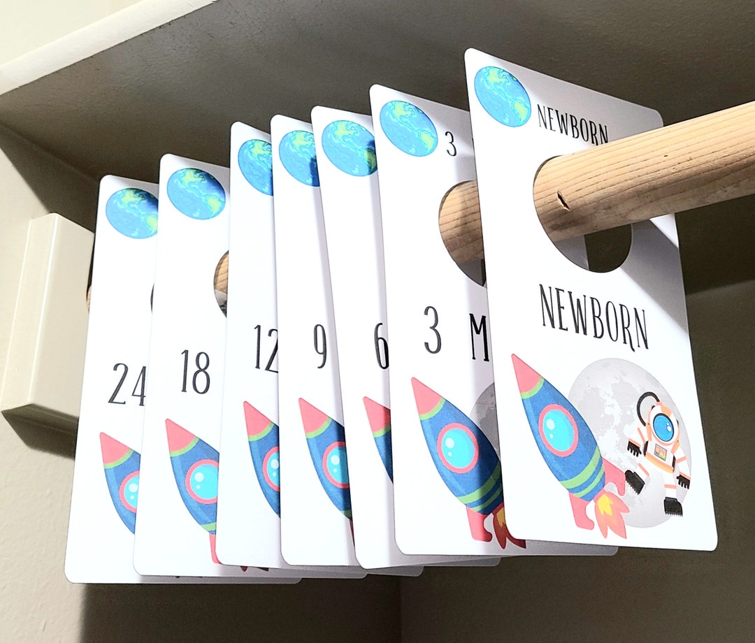 Outer Space Themed Baby Clothes Dividers, Wardrobe Sizers, Astronaut