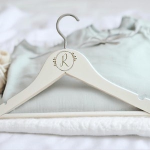 Monogrammed Wooden Baby Hangers: Nursery Decor, Set of 4