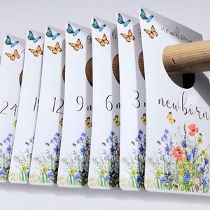 Wildflower baby clothes dividers, wardrobe sizing, baby shower gift, girl clothing sizers, newborn thru 24 months, nursery closet dividers