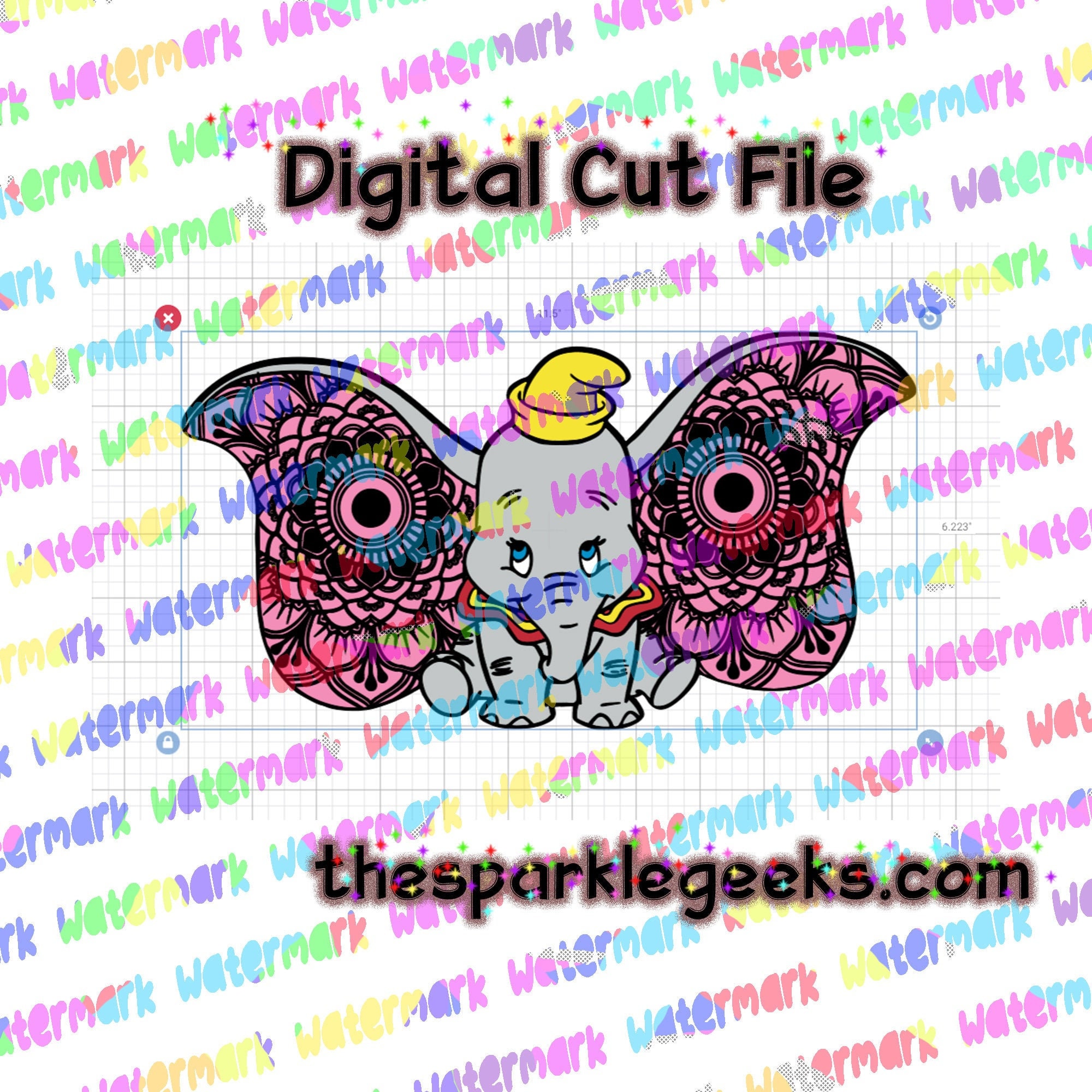 Dumbo Mandala Full color layered svg Choose your own colors | Etsy