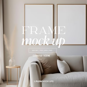 Two frame mock up, wall art mock up, large frame, Poster Mockup, Art Print Mockup, Realistic Mockup, Natural light