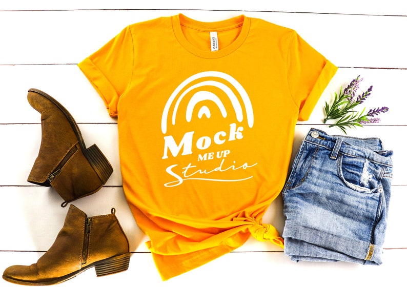 Bella Canvas 3001 Gold Mockup 3001 Mockup Gold TShirt Etsy