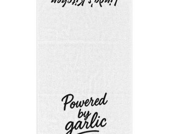 Personalisiertes 'Powered by Garlic' Küchentuch: Lustiges Koch Geschenk
