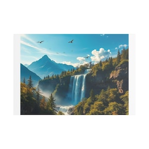 Large Canvas Wall Art Waterfall Landscape,  Living Room, Mountain Painting 48 inch wide available