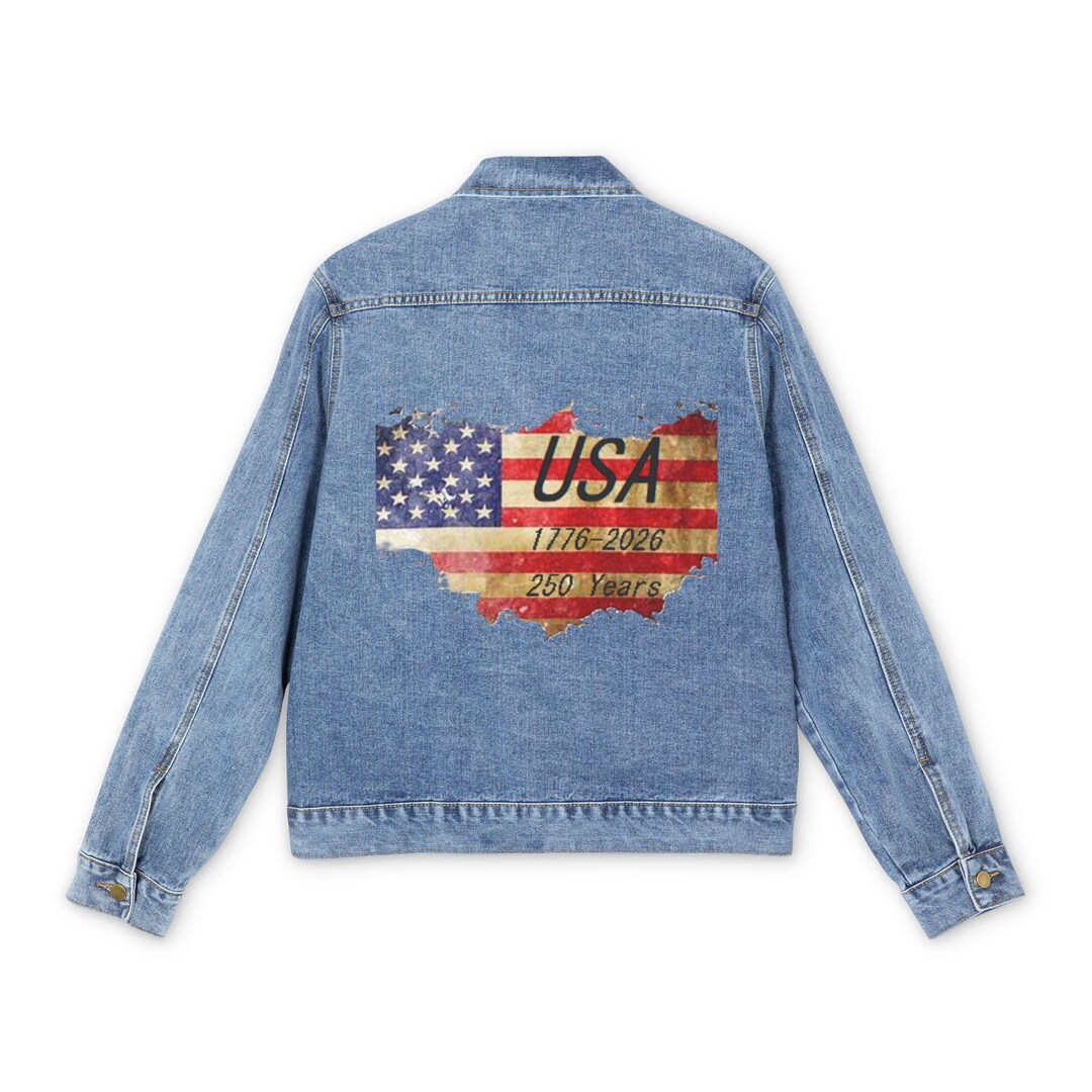 Map Denim USA Flag Map Denim Jacket | American Pride Graphic - Etsy