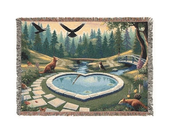 Naturmotiv-Wohndecke aus gewebter Baumwolle, Hüttendekoration