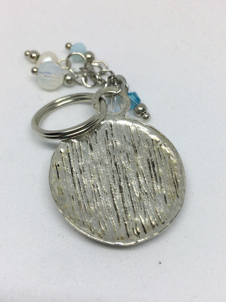 Blue Glitter With Glass Beaded Tassel Mermaid Keychain