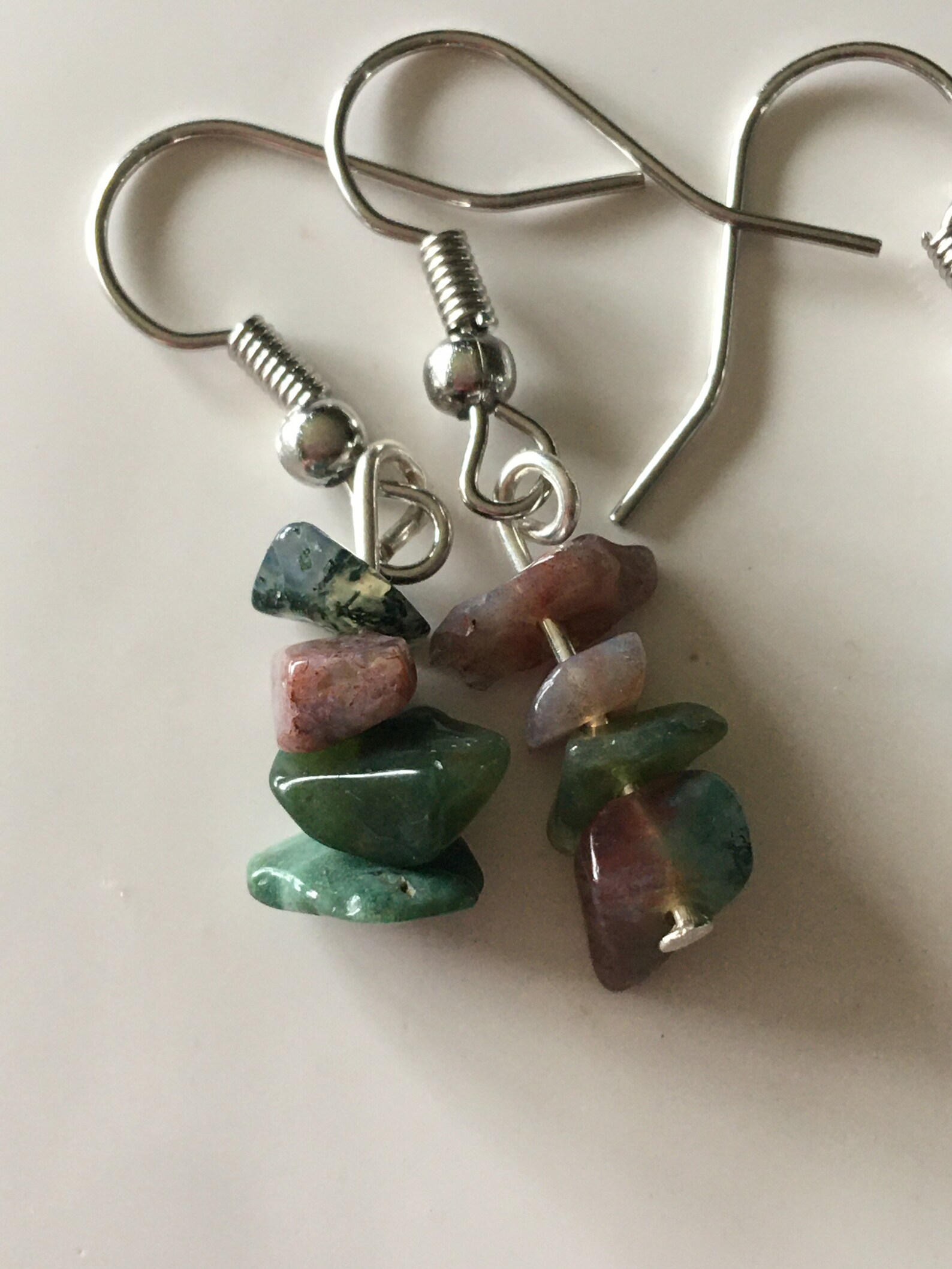 Polished Multicolored Rock Drop Earrings Etsy