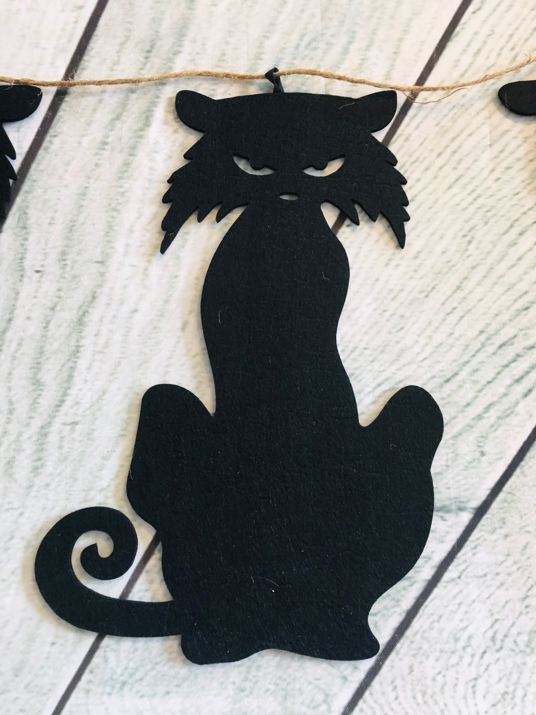 Halloween Cat Garland . Felt Cats 10 High. Garland 60 Long. Etsy