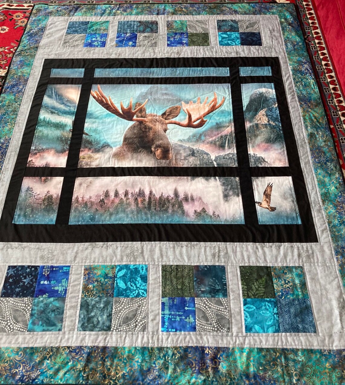 Moose Quilt Handmade 100 cotton. 60x71. Made in NL Etsy