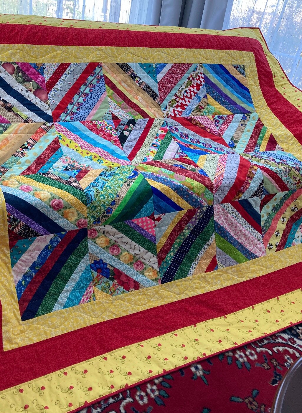 Handmade Quilt Jewel tone fabric 100% cotton. Jewel colors. | Etsy