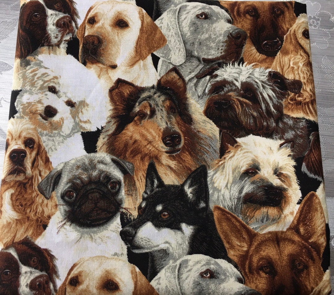 Dog Print Fabric 100 Cotton Quilting/crafting Cushion Etsy