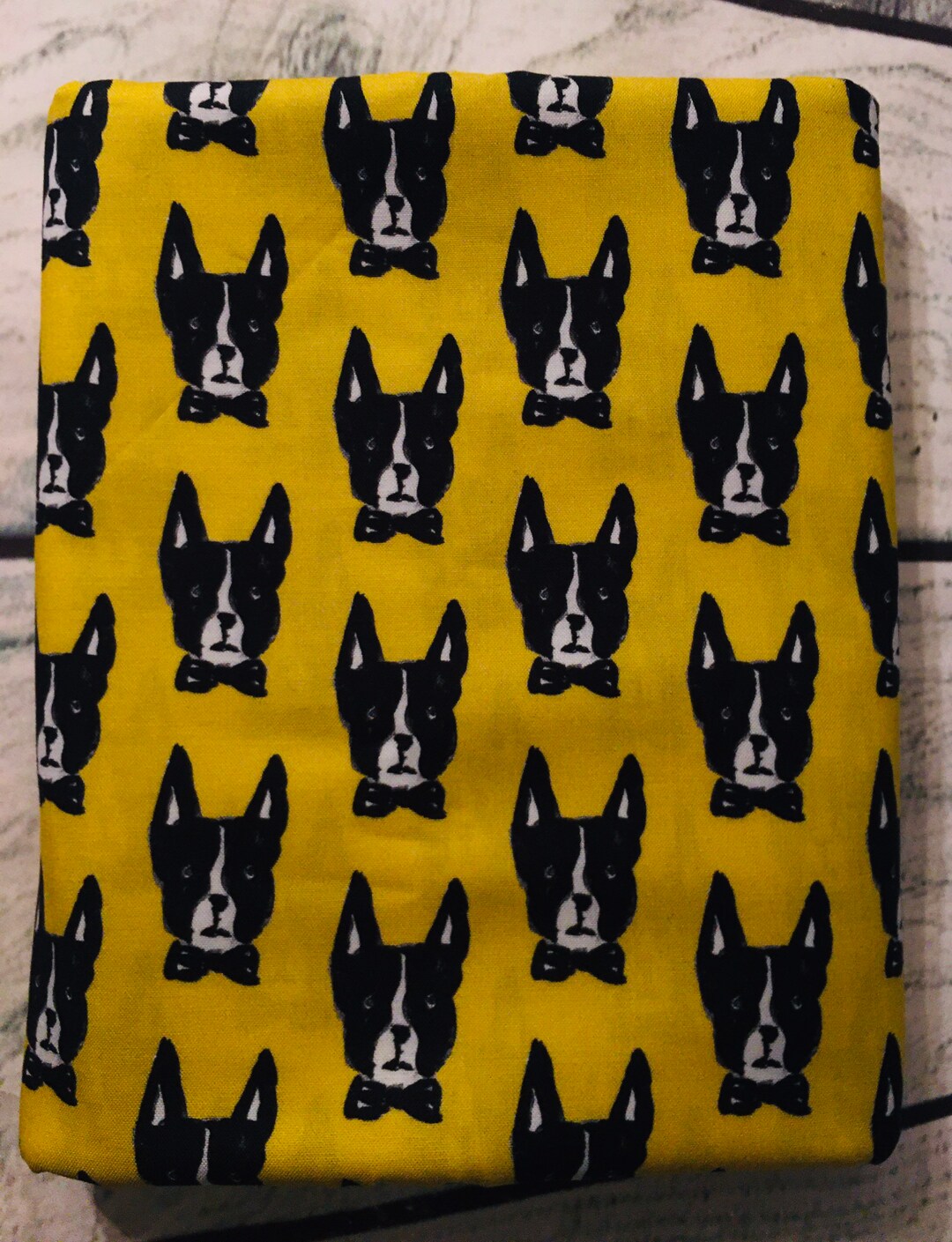 Dog Print Fabric 100 Cotton Yellow Background With Black Etsy Canada
