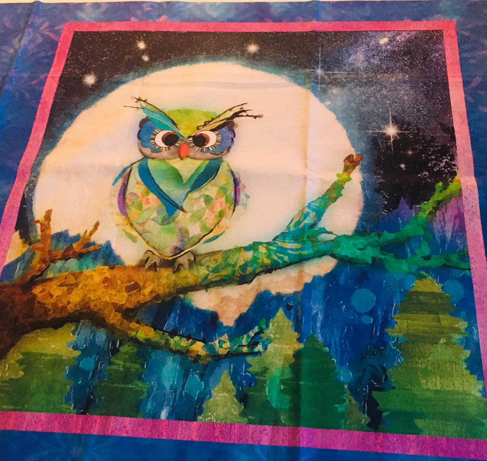 Owl quilt panel. 100 cotton quilt panel. Quilt fabric . Etsy