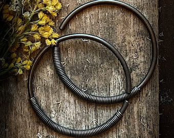8g Steel Tesla Coil Ear Weights - Blackened Copper Ear Hangers - Statement Crust Punk Pagan Occult Witchcraft Jewelry - Hoops for Tunnels