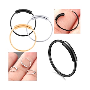 22g Nose Ring 6mm, 8mm, 10mm Annealed Hoop Nose Piercing Bendable Nose Hoop Ear Ring Ear Hoop Titanium Anodized over 316L Stainless Steel