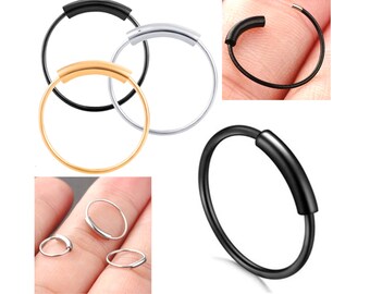 22g Nose Ring 6mm, 8mm, 10mm Annealed Hoop Nose Piercing Bendable Nose Hoop Ear Ring Ear Hoop Titanium Anodized over 316L Stainless Steel