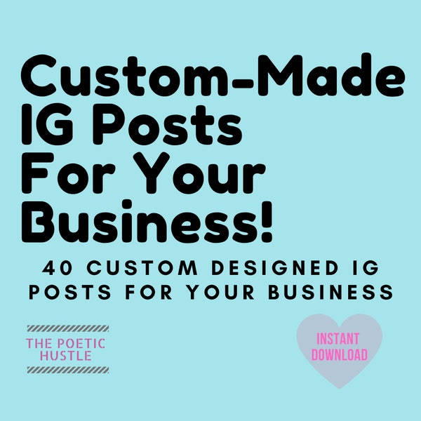 40 Custom Made IG Branded Posts, Business Branding for IG, Instagram business posts, Personalized Social Media Posts, Customized IG Posts