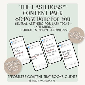 80 Lash Tech Canva Templates | Lash Extension IG Posts | Branding Content Pack | Lash Artist Instagram Templates, Lash Business IG Posts