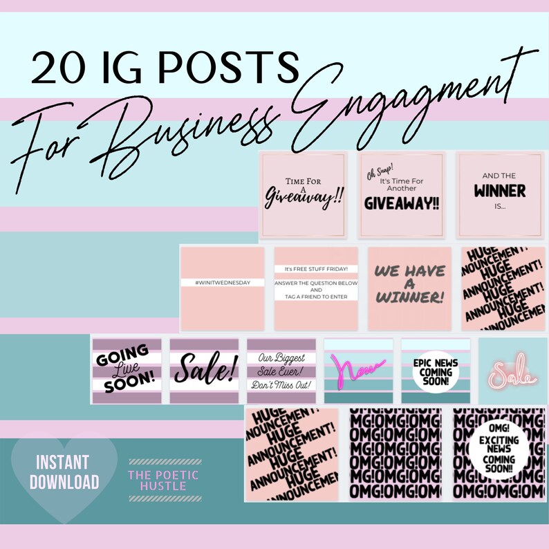 20 IG Posts for Business Engagement Business Branding - Etsy