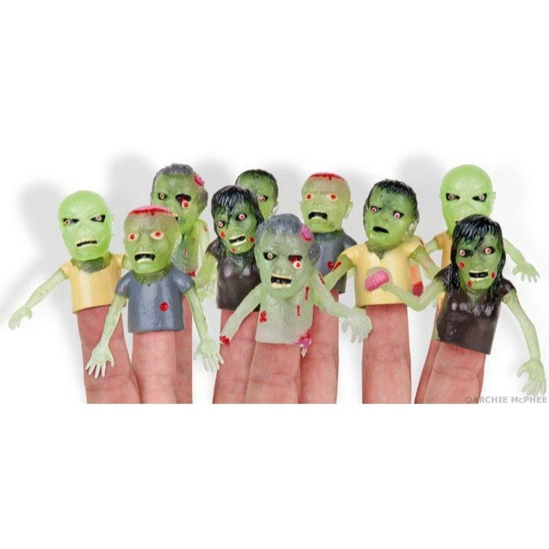 GLOW FINGER ZOMBIES Finger Puppets Archie Mcphee 5 Piece Etsy