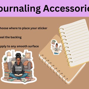 Stickers amoureux des livres pour femmes, autocollants fille noire, autocollants agenda image 3