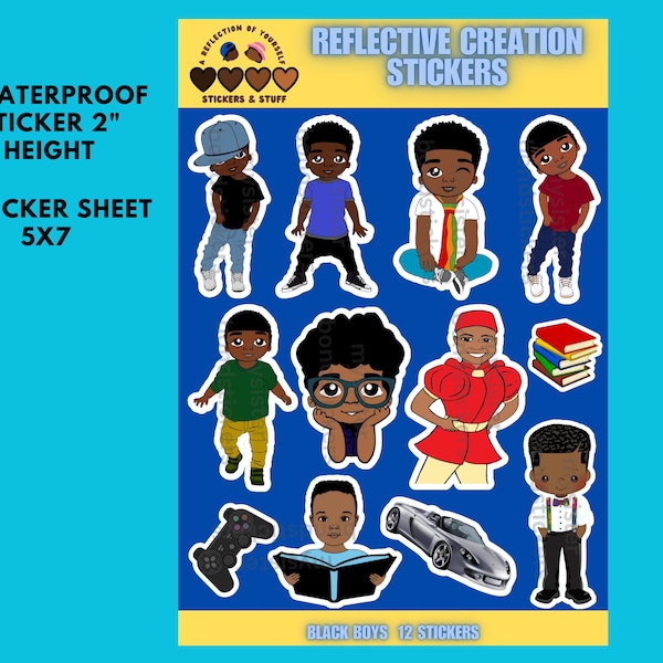 Stickers garçon afro-américain Garçons mélaniques Black Boy Joy Stickers en vinyle scrapbooking décoratifs Stickers garçon jeune garçon accessoire de livre