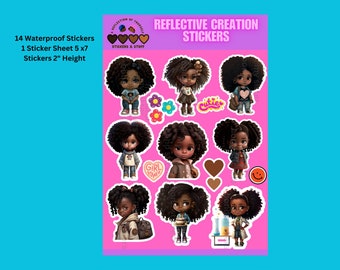 Brown girl stickers African American Black girl magic stickers melanin Teenage decorative stickers planner stickers decals Afro art purple