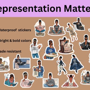 Stickers amoureux des livres pour femmes, autocollants fille noire, autocollants agenda image 2