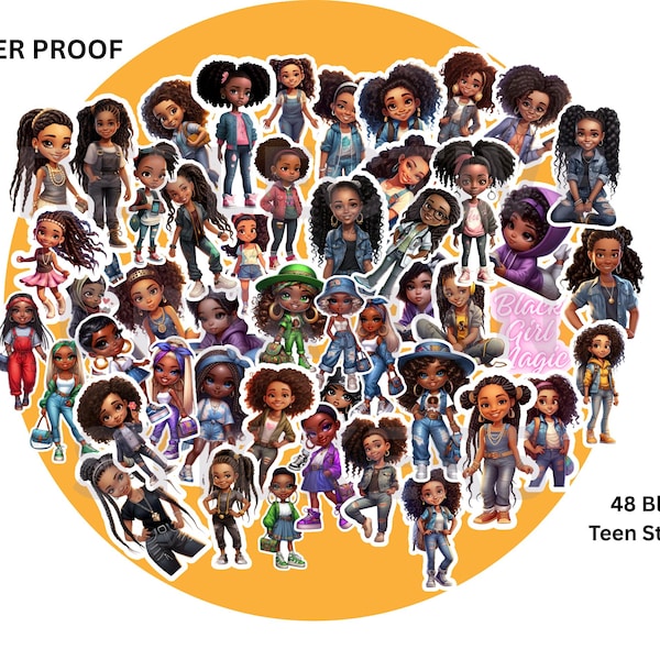 School kids stickers, school girls, Inspirational stickers African American Black girl magic, African American, stickers, Preteen decals