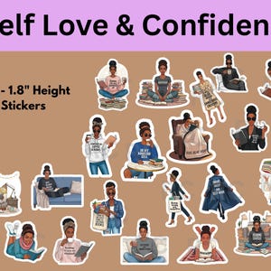 Stickers amoureux des livres pour femmes, autocollants fille noire, autocollants agenda image 1