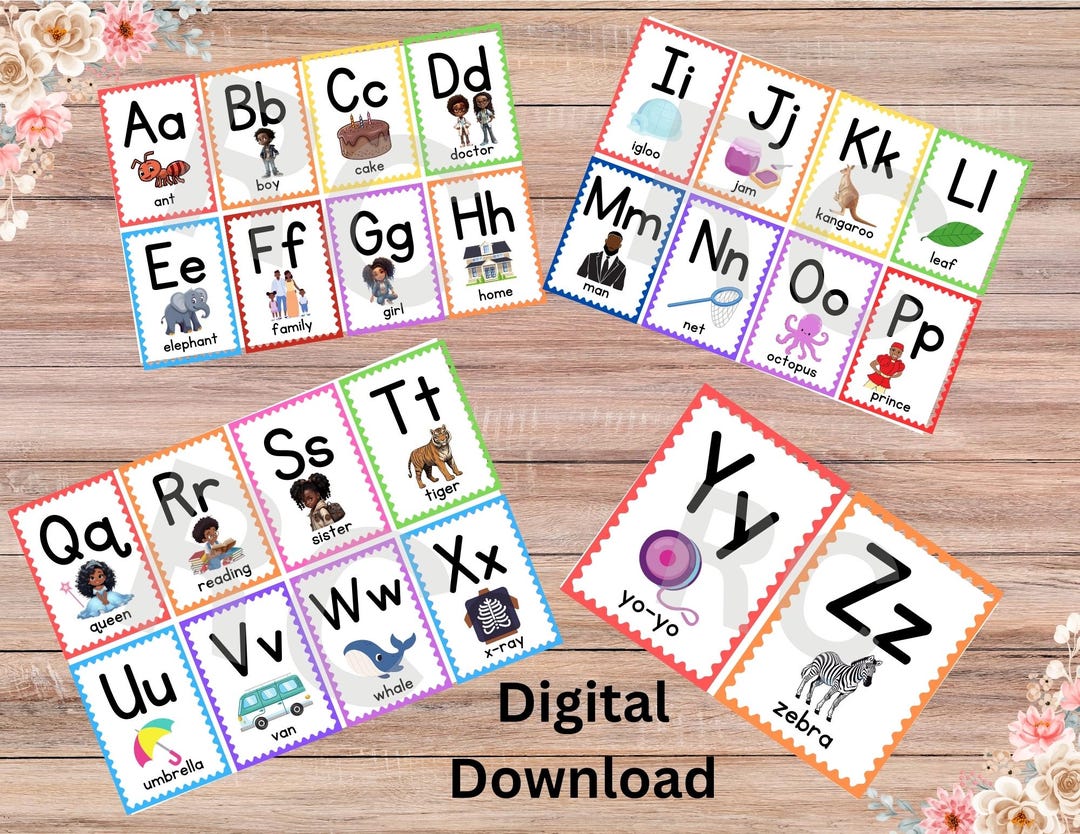 26 ABC Flash Cards, Educational Cards, A-Z Cards, Learn Abcs, Alphabet